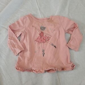 Carters pink ruffle bottom ballerina long sleeve shirt 9m